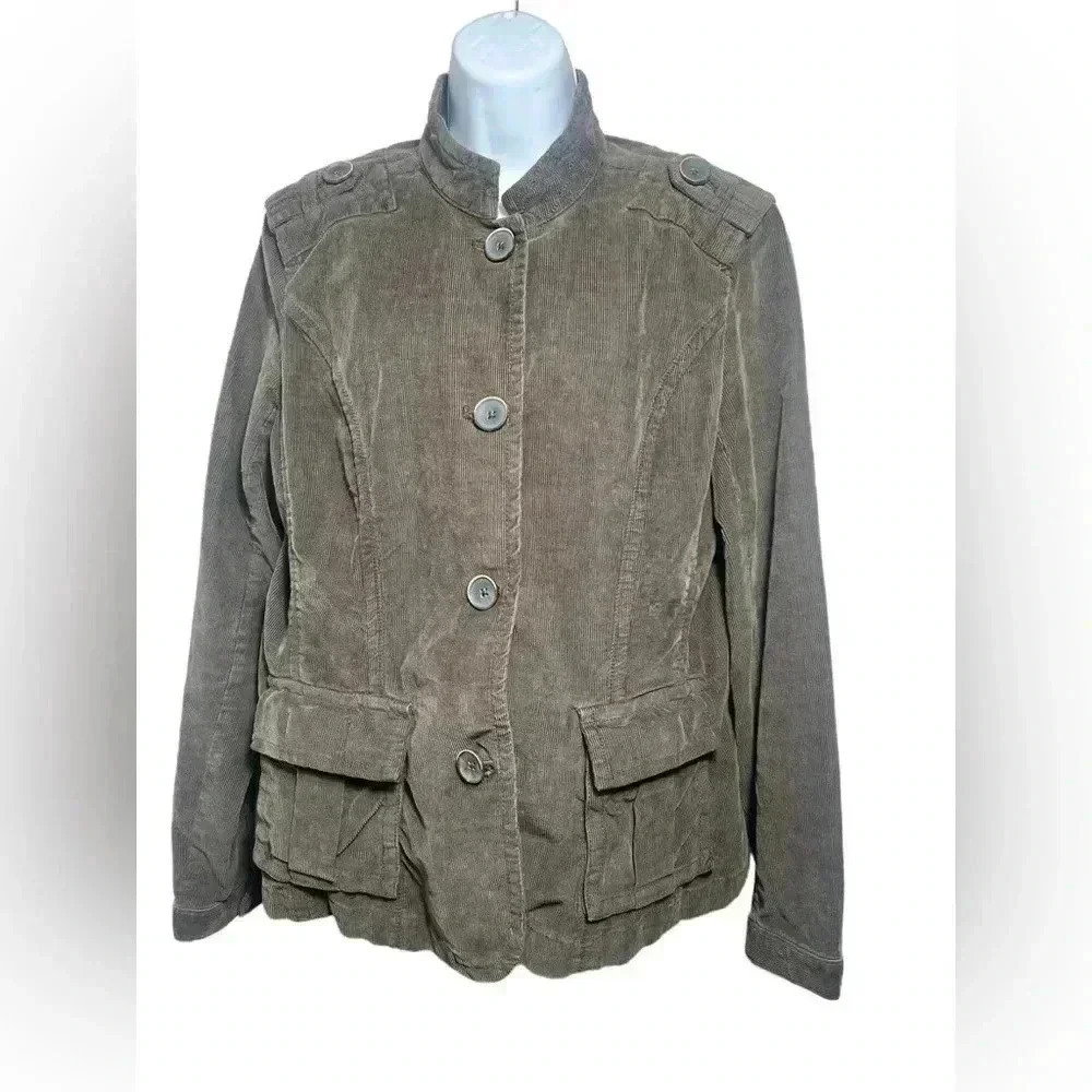 Eddie Bauer Chocolate Brown Corduroy Button Up Jacket Large